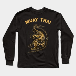 Muay Thai Tiger Sak Yant Tattoo Kickboxing Thailand Long Sleeve T-Shirt